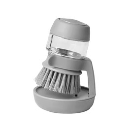 Aurum and Adorn Refillable Soap Dispensing Palm Scrub for Dishes Pot Pan Kitchen Sink, Cleaning Scrubbing Washing Up Brush with Storage Stand Holder