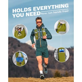 Running Vest for Women and Men, Hydration Backpack for Runners, Trail, Hiking, Biking and Walking, with Front Phone Holder, Adjustable Chest and Waist Strap
