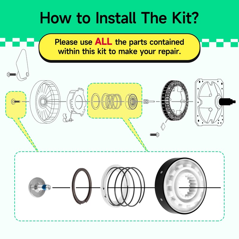 W10734521 Washer Clutch Kit Compatible with Whirlpool Maytag Kenmore Crosley,