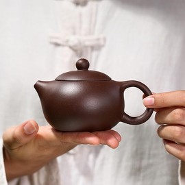 Teapot 6oz Chinese Yixing Xishi ZinI Clay Pots Ball Filter Infuser for Loose Tea (Spherical filter)