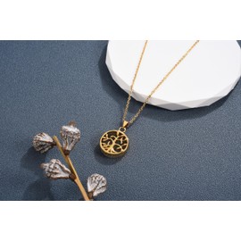 AllerPierce Tree Life Urn Necklace for Ashes Women Men Stainless Steel Memorial Ashes Pendant Necklace w/Funnel Kit Cremation Keepsake Jewellry Gifts for Families Friends Dog Cat Pets