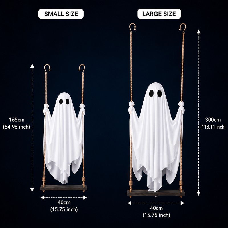 Large Hanging Swing Ghost for Halloween – Light-Up Flying Ghost