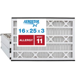 Aerostar Allergen & Pet Dander 16x25x3 MERV 11 Air Bear Replacement Pleated Air Filter, Made in the USA, (Actual Size: 15 3/4"x24 1/4"x3"), 3-Pack