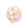Enamel Camellia Pearl Brooch - Elegant Petal Pin Wedding &