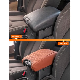 Savadicar Center Console Cover Compatible with 2011-2018 Jeep Wrangler JK JKU, Faux Leather Armrest Protector Pad for Enhanced Protection and Comfort, Interior Accessories, Brown