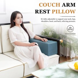 2 Pack Couch Arm Rest Pillow, Leatharie Waterproof Cover, High Density Foam Armrest Cushion, Headboard Cushion Elbow Support for Sofa Bed and Armchair,Black,6x6x20in