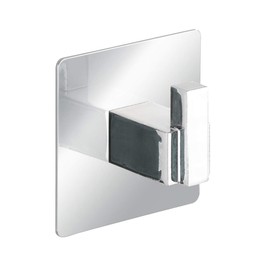 WENKO Turbo-Loc® Uno Quadro Stainless Steel Wall Hooks - No Drilling Required, Stainless Steel, 6.5 x 6.5 x 3.5 cm, Chrome