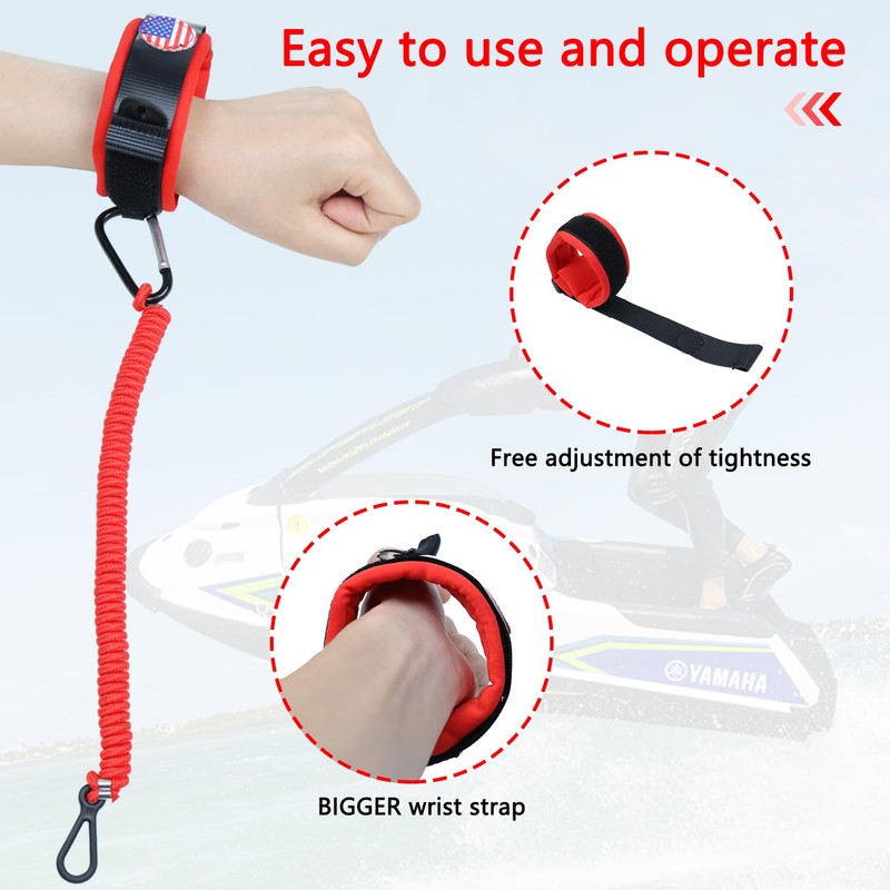 GZZTORES Jet Ski Lanyard Boat Kill Switch Key Lanyards Wrist
