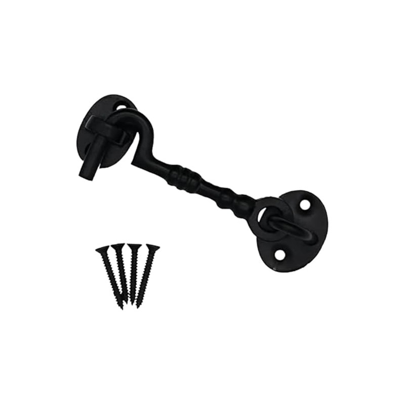 4 Inch Black Cabin Hook & Eye Latch – Traditional