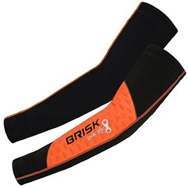 Brisk Bike Compression Cycling Arm Warmer offer Protection in Cooler Conditions (Orange, L/XL)