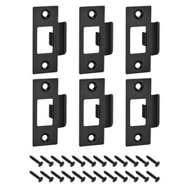 sourcing map T Door Strike Plate, 6Pcs 70mm x 40mm 201 Stainless Steel Latch Deadbolt Strike Plate for Door Frame Door Jamb, Black
