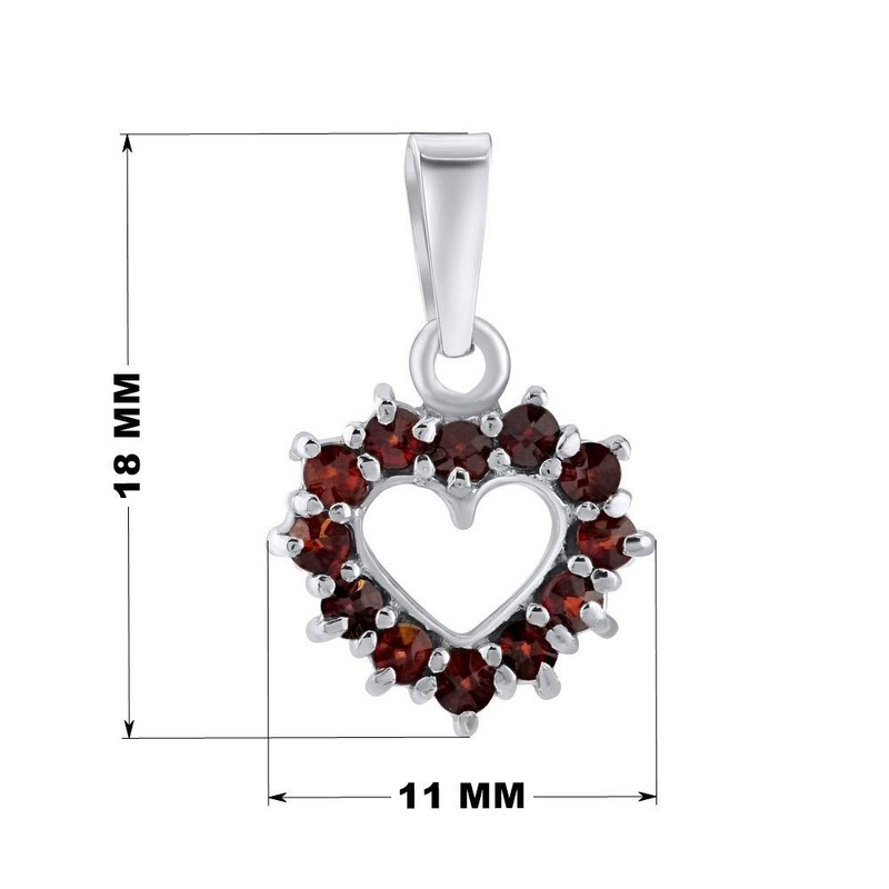 SILVEGO Women's Pendant 925 Sterling Silver with Genuine Garnet Heart,