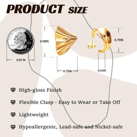 2 Pairs 18K Gold Statement Earrings Ear Cuff Earrings Women Twisted Earrings (With Gift Bag) (2 Pairs Statement Earrings)