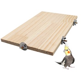 15.7×10.4 Inches Large Bird Perch Stand Platform, Natural Wooden Small Animals Cage Accessories, Rectangle Stand Perch Shelf for Parrot Parakeet Cockatiel Rat Hamster Guinea Pig Conure Chinchillas