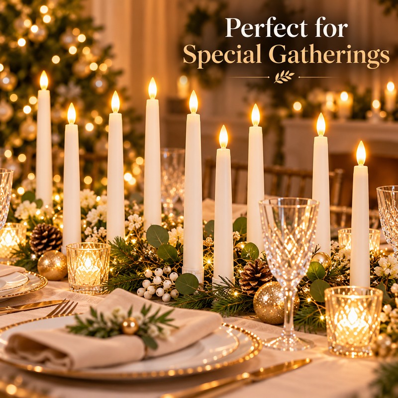 12 PCS Flameless LED Taper Candles – Battery Powered White