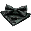 JEMYGINS Men's Paisley Pattern Bow Tie, Cuffs, Buttons, Handkerchief Set,