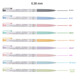 JOKUNA Xeno 0.38mm Extra Fine Point Retractable Ballpoint Pens 9 Color Set - Slim Colored Pens for Journaling, Bible Study and Planners, Includes Cute Sticky Notes in Pouch (Made in Korea)