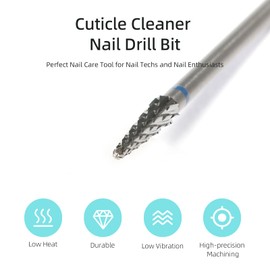 HYTOOS 3mm Cone Cuticle Nail Drill Bit, 3/32" Conical Carbide Nail Bits, Safety Under Nail Cleaner Electric Manicure Drills Accessories, Professional Dead Skin Gel Polish Remover Tool, Medium