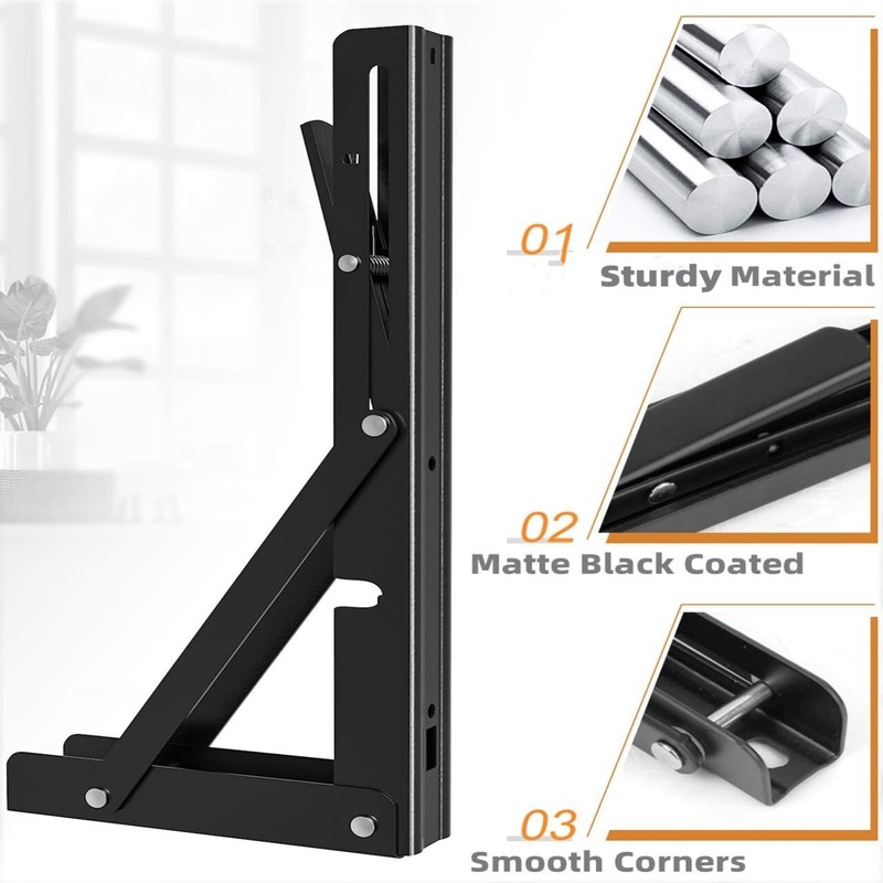 10-Inch Foldable Brackets for DIY Folding Shelves or Tables, L