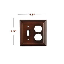 Pack of 2 Wall Plate Outlet Switch Covers by SleekLighting | Decorative Dark Brown Mahogany Look | Variety of Styles: Decorator/Duplex/Toggle / & Combo | Size: 2 Gang Combo Toggle and Receptacle