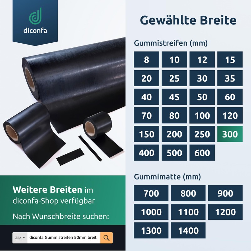 diconfa Rubber Mat 4 mm Thick - Selection Size: 600