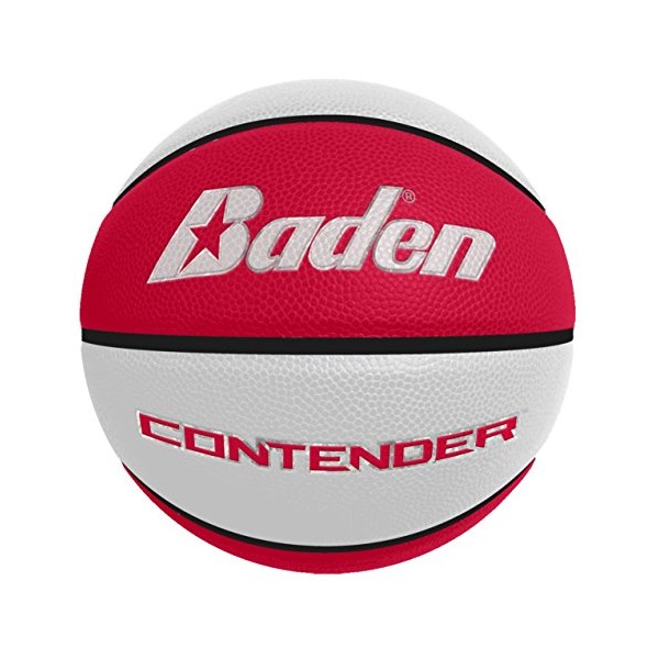 Baden Contender Official Wide Channel Basketball, Red/White, 29.5-Inch