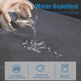 NC HOME Water-Repellent Sofa Cushion Covers Jacquard High Stretch Fabric Furniture Protector for Living Room, Washable Sofa Seat Slipcover, 1 Seater Settee (Chair Cushion, Gray)