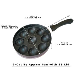 Sahishnu Online & Marketing Nonstick Appam Pan, Appam Patra, Appe Maker, Appam Maker 9 Pits, Appam Maker with Steel Lid