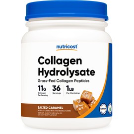 Nutricost Grass-Fed Collagen Powder 1LB (454 G) (Salted Caramel) - Grass Fed Bovine Collagen Hydrolysate - Collagen Peptides
