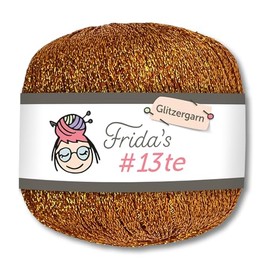 Frida's Wollhaus Frida's 25 g #13te Glitter Yarn, Crochet Yarn, Effect Yarn, Metallic Crochet Knitting Wool Yarn, 18 Colours (1312 | Yellow Gold)