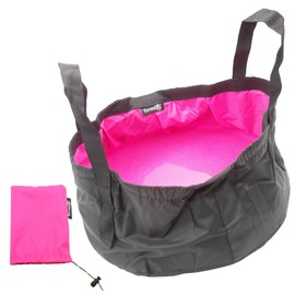 TRENDBOX Foldable Wash Basin Sink Water Bag Portable Mini 8.5L for Footbath Camping Hiking Outdoor Durable Design - Hot Pink