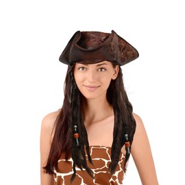 Pirate Captain Hat with Dreadlocks. Handmade Retro Party Pirate Costume Tricorn Hat.