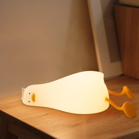 Ocegaoem Duck Night Light, Lying Flat Silicone LED Lamp, Dimmable Squishy Nightlight with Timer, Rechargeable Touch Control Bedside Lamp for Kids Nursery Breastfeeding
