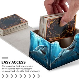 WZCJDHMJ Card Deck Box for MTG Cards Fits 100+ Single Sleeved Cards,Strong Magnetic Game Card Storage Box for MTG/TCG/CCG and other Trading Cards-Shark