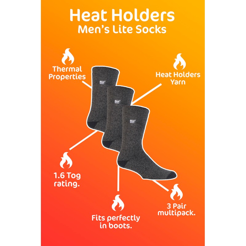 HEAT HOLDERS Lite Men's Thermal Socks for Winter, Socks with