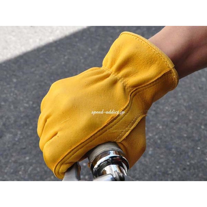 NAPA Deerskin Deerskin Plain Leather Gloves Black & Gold M