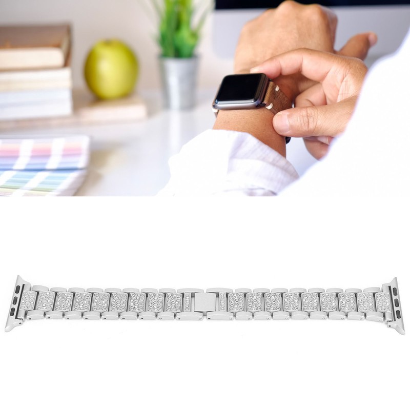 Watch Band Full Rhinestones Strap Metal Wristband Replacement Compatible for
