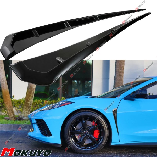Unbranded 2Pcs Sport Glossy Black Front Soft Side Bumper Airfoil