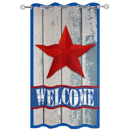 Tersuger Indoor Outdoor Curtains for Patio Welcome Flag Day Independence Day Outside Curtains Waterproof Grommet Privacy Drapes Light Filter Curtain for Porch Pergola Gazebo 52" Wx108 L 1 Panel