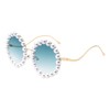 Women's Round Sunglasses Oversized Gold Metal Frame With Pearls UV400