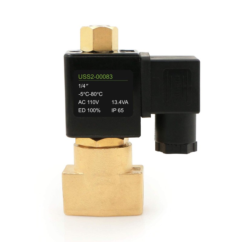 1/4" NPT Brass Electric Solenoid Valve 110V AC N.O. Air