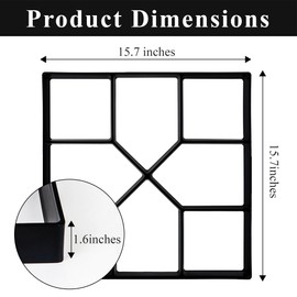 2-Pack Concrete Mold Pavers for Outside Walkway - 15.7x15.7x1.57 Concrete Molds and Forms - Concrete Paver Molds for Patio & Pathway - Ground Grid Paver Molds for Concrete - Paver Concrete Forms