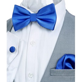 Alizeal Mens Tuxedo Bow Tie, Hanky and Cufflinks Set (Royal Blue)