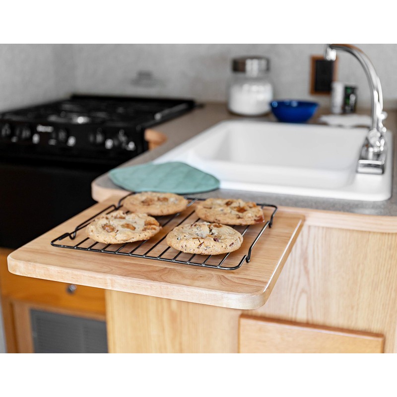 Camco 43421 Oak Accents Countertop Extension,Brown color,Size: 12" of Counter