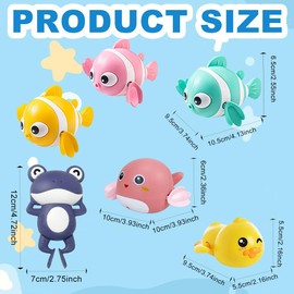 Baby Bath Toys, 6 Pcs Baby Bath Tub Toys Rubber Floating Bath Toys Wind-up Bathtub Toys Toddler Bathroom Shower Toys Floating Water Toy for Kids Toddler