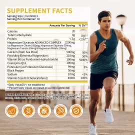 Magnesium Glycinate Gummies 500mg with Calcium & Vitamins – High Absorption Pineapple Flavor, 60 Count Supplement