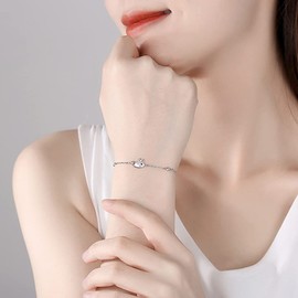 Belons Women's Whale Bracelet 925 Sterling Silver Cubic Zirconia Whale Charm Bracelet Girls Bracelet Children's Anklet, Sterling Silver Sterling Silver Zirconia, Cubic Zirconia