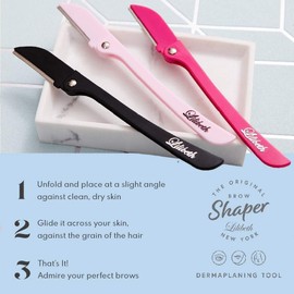 Lilibeth Brow Shaper - Dermaplaning Blades for Face - Face Shaver for Women - Dermaplaning Tool for Women - Pack of 3 Derma Blades (Aqua, Paisley & Lavender)