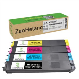 ZaoHetang MX-36NTBA MX-36NTCA MX-36NTMA MX-36NTYA MX-36NT Toner Cartridge Replacement for Sharp MX-2615N 3115N 2640N 3140N 3640N 2610N 2615NC 2648NC 3110N 3148NC Printers (4 Packs)