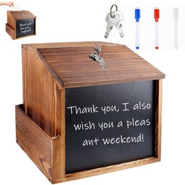 Mineup Wooden Suggestion Box, Donation Box Lockable, Wooden Ballot Box, Donation Boxes with Lock, Cumber Box, Donation Box, Letter Box for School, Office, Hospital, Suggestion, Donation, Voting Paper